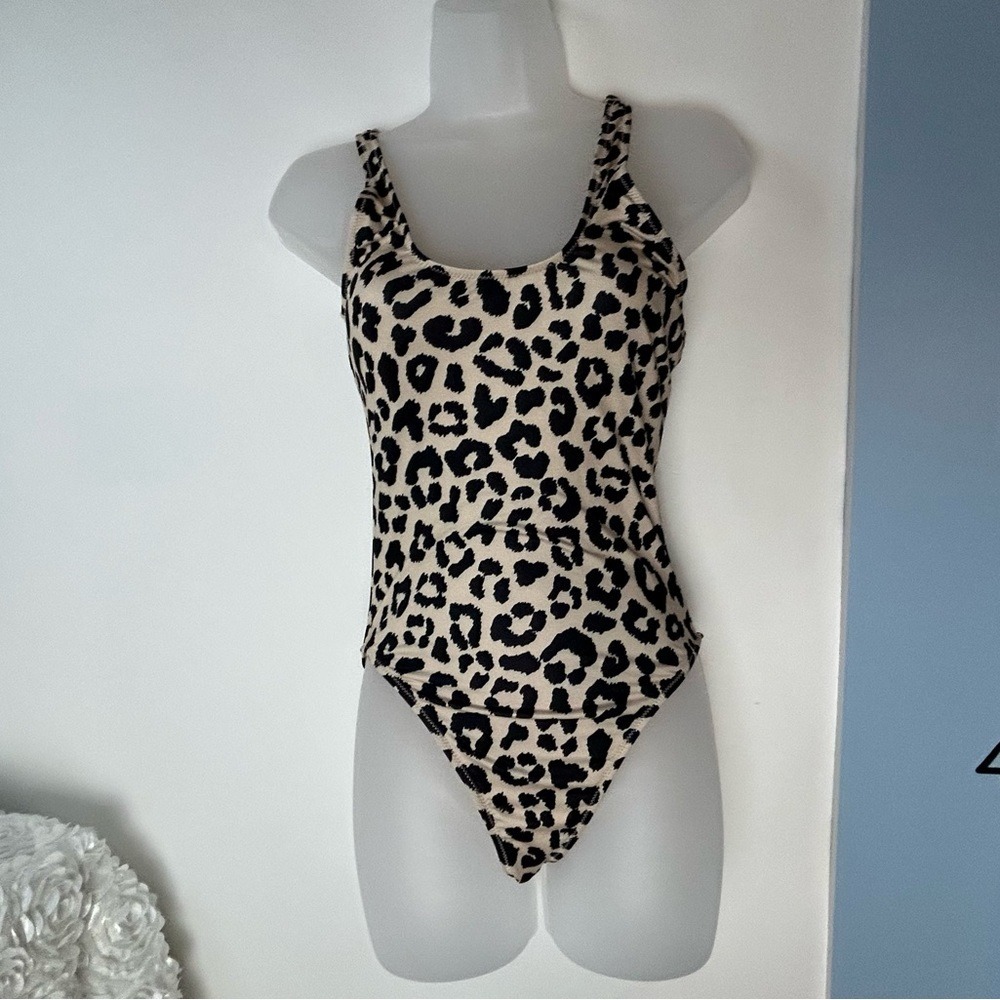 Pink‎ Lily Animal Print Black/Tan Mob Wife 1PC Swimsuit Small